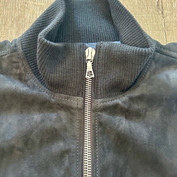 Officine Générale Mens Suede Bomber Jacket, Blue/Gray, Like New, Size Large - Picture 5 of 14
